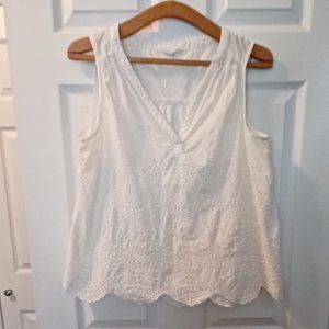GAP 100% Cotton White Eyelet Sleeveless Top